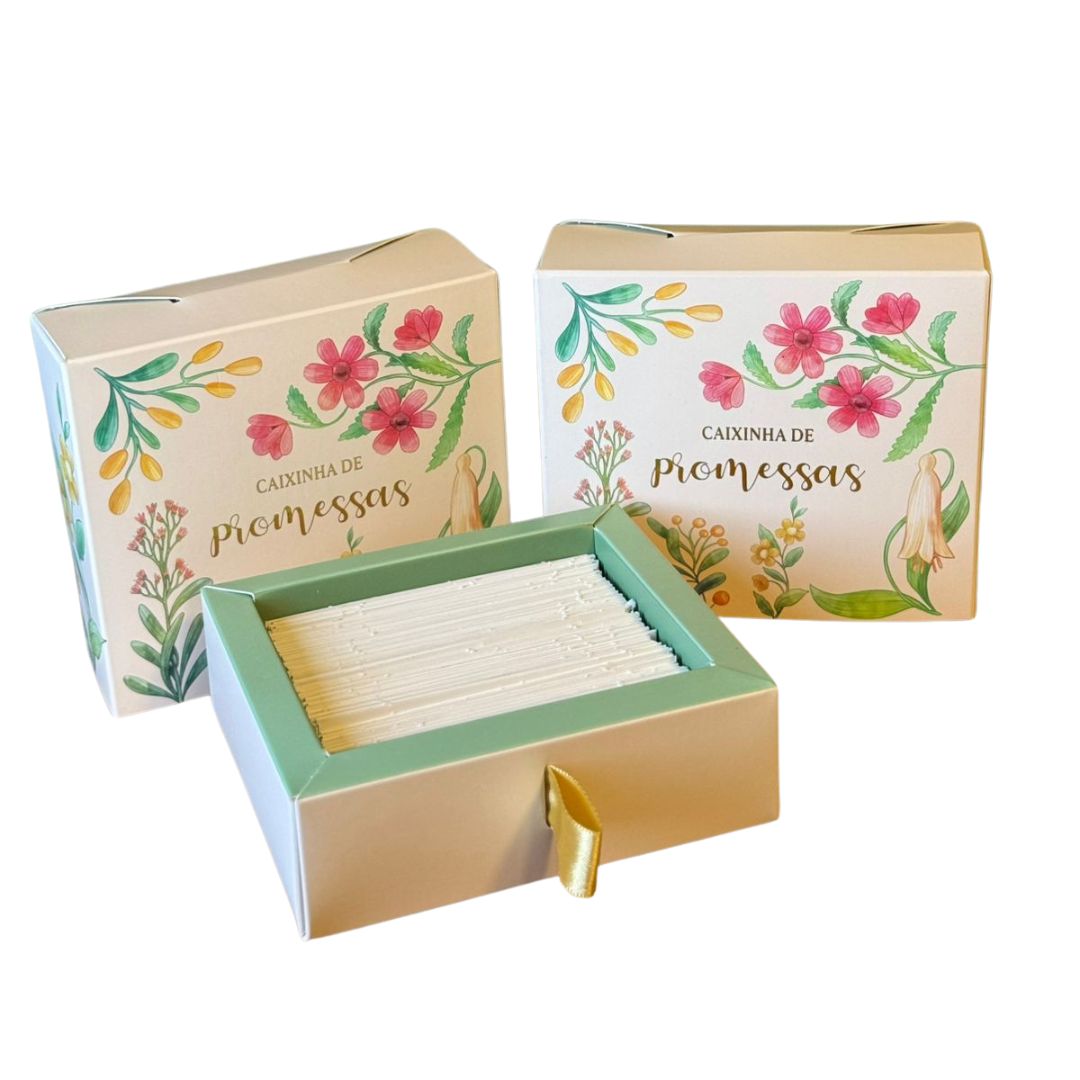 Kit 10 Caixinhas de Promessas | Flores Verde