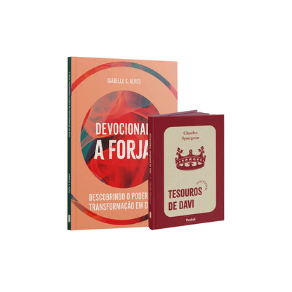 Kit 2 Livros -  Devocional com Deus Pai - Devocional a Forja | Isabelle S. Alves + Tesouros de Davi Coroa Verm