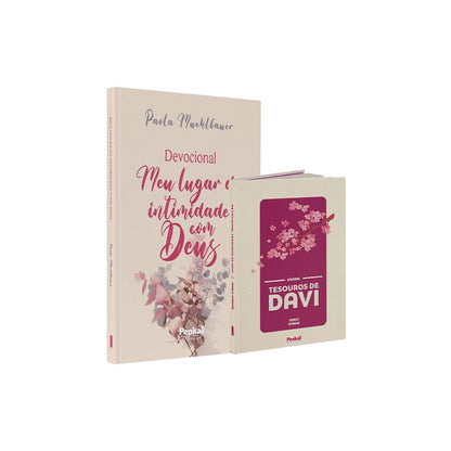 Kit 2 Livros -  Devocional com Deus Pai - Devocional Meu Lugar de Intimidade com Deus+ Tesouros de Davi  - Sakura