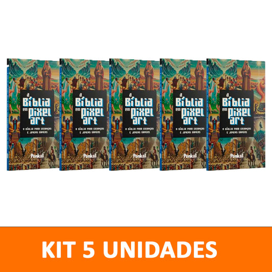 Kit 5 livros - A Bíblia Em Pixel Art | A Bíblia Para Crianças Jovens Gamers
