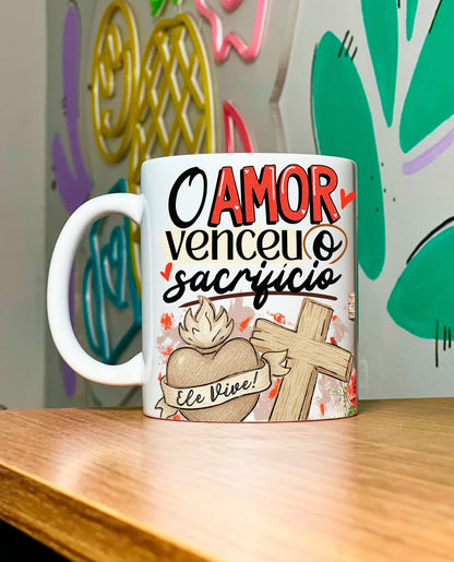 Kit Amor que Redime - Caneca - O amor Venceu o Sacrificio + Livreto Livreto Nova Criatura
