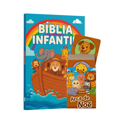 Kit Aprendizado Divertido | Bíblia Infantil | Caminho Colorido+ Jogo da memoria Arca de Noe - Penkal