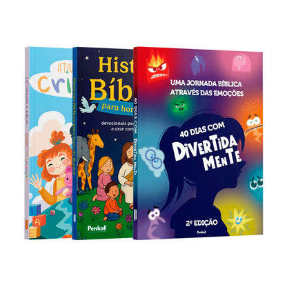 Kit Bíblia Divertida |  40 Dias com Divertidamente + Histórias Bíblicas para Dormir + Atividades para Crianças