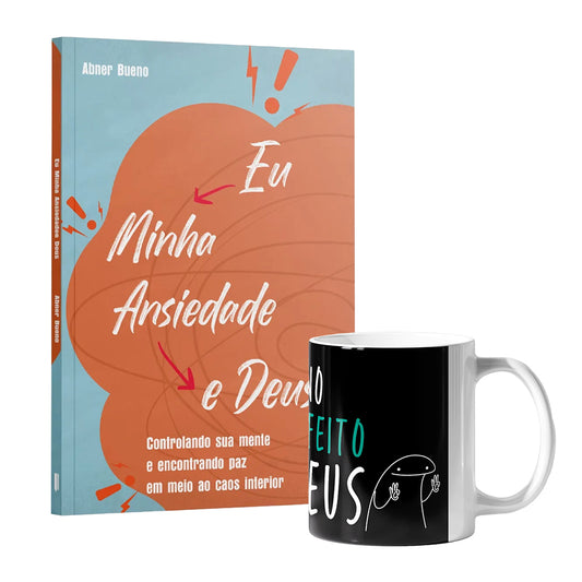 Kit Caminho Sereno - Caneca Eu + Você Preta - + Livro Eu, Minha ansiedade e Deus
