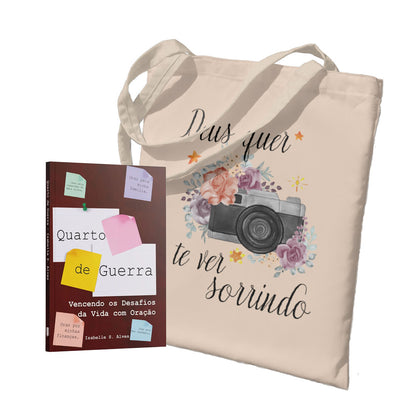 Kit Carregando a Palavra | Ecobag - Deus Quer Te Ver Sorrindo + Quarto de Guerra - Isabelle S. Alves