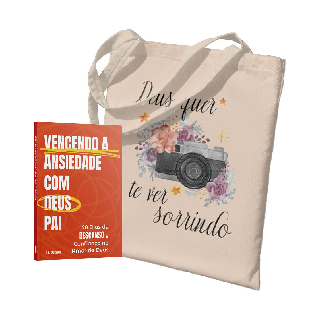 Kit Carregando a Palavra | Ecobag - Deus Quer Te Ver Sorrindo + Vencendo a Ansiedade com Deus Pai