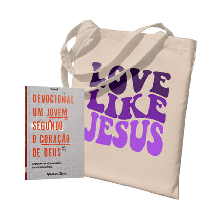 Kit Carregando a Palavra | Ecobag - Love Like Jesus + Devocional Um Jovem Segundo o Coração de Deus