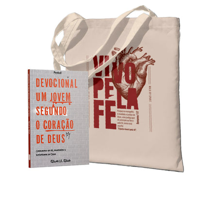 Kit Chamado para a Juventude :Devocional Um Jovem Segundo o Coração de Deus + Ecobag - Vivo pela fé