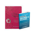 Kit Clamor da Palavra - Devocional Orando a Palavra + Bíblia ARC Full Color c/ Harpa PU - Prateada Dália Pink