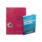 Kit Clamor da Palavra - Devocional Orando a Palavra + Bíblia ARC Full Color c/ Harpa PU - Prateada Dália Pink
