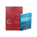 Kit Clamor da Palavra - Devocional Orando a Palavra + Bíblia ARC Full Color c/ Harpa PU - Prateada Floral Dália Vermelha