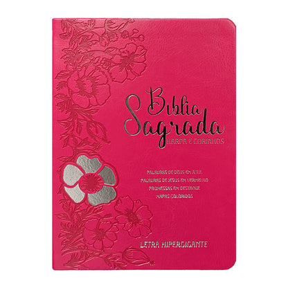 Kit Orando com Mulheres - Orando a Palavra p/ Mulheres + Bíblia ARC Full Color c/ Harpa PU - Prateada Dália Pink