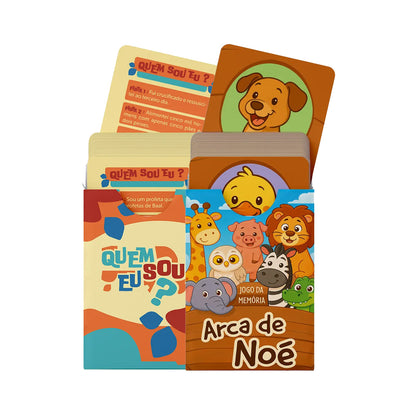 Kit Dinâmica Cristã | Jogo da Memória Arca de Noé + Quem Sou Eu - Penkal
