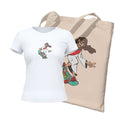 Kit Ecobag + Camiseta Feminina - Jesus e Skate | Branca