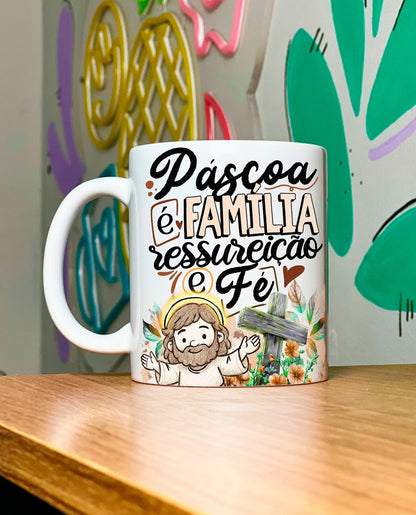 Kit Essência da Páscoa - Caneca - Páscoa é Familia ressureição e Fé + Livreto Livreto Nova Criatura