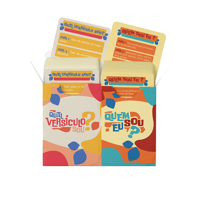 Kit Estudo Divertido | Jogo Bíblico de Cartas | Qual Versículo Sou + Quem Sou Eu? - Penkal