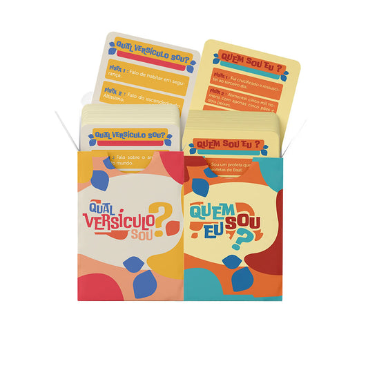Kit Estudo Divertido | Jogo Bíblico de Cartas | Qual Versículo Sou + Quem Sou Eu? - Penkal
