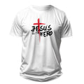 Camiseta Cristã Masculina - Jesus é o heroi | Branca