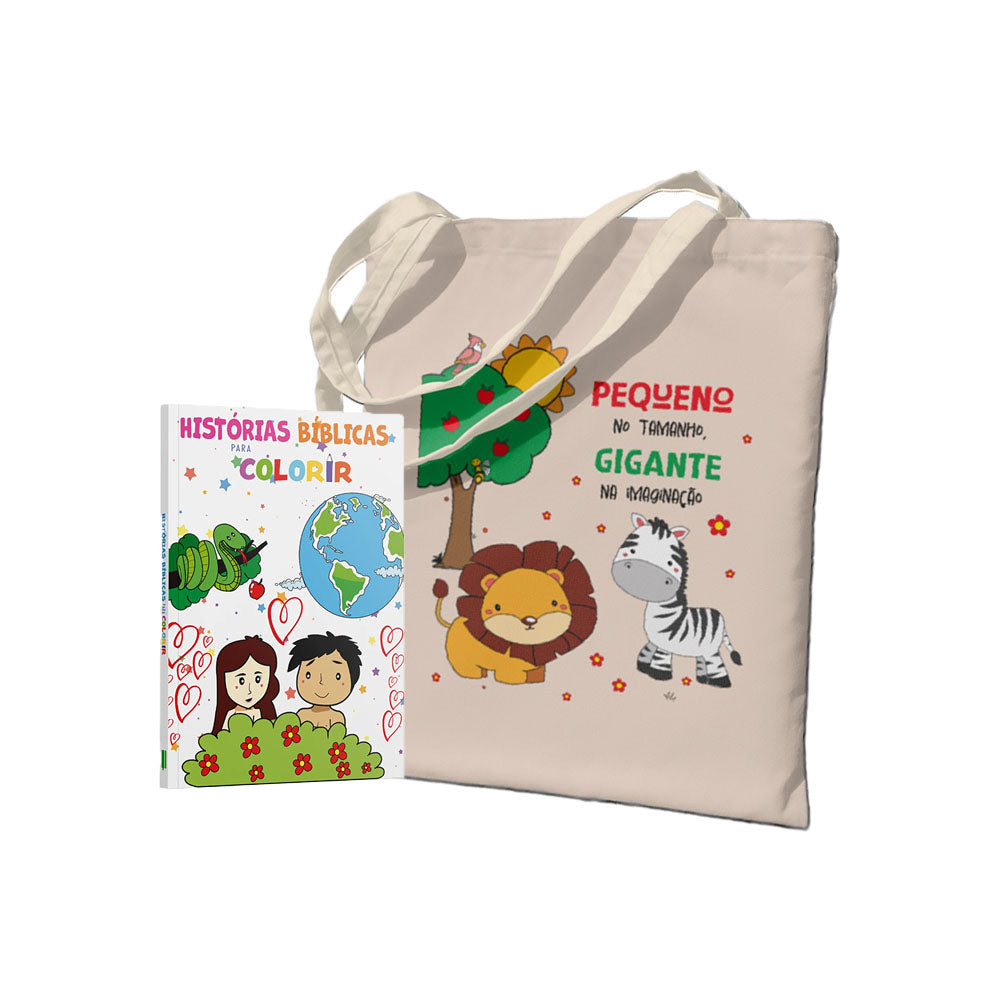 Kit Fé em Cores: Ecobag + Livro para Colorir - Capa Estrelas