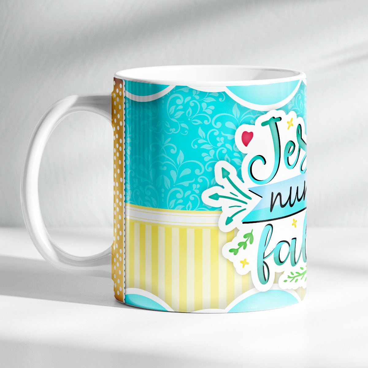 Kit Fé que Sustenta | Caneca - Jesus nunca falha  + Livreto Nova Criatura