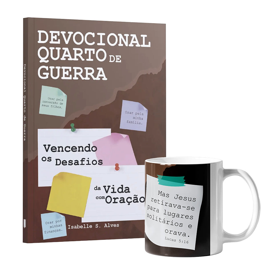 Kit Força e Vitória Espiritual - Caneca Quarto de Guerra + Devocional Quarto de Guerra