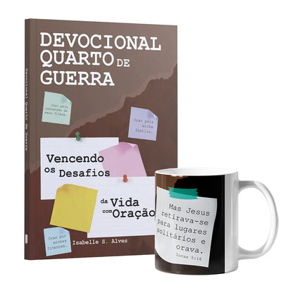 Kit Força e Vitória Espiritual - Caneca Quarto de Guerra + Devocional Quarto de Guerra