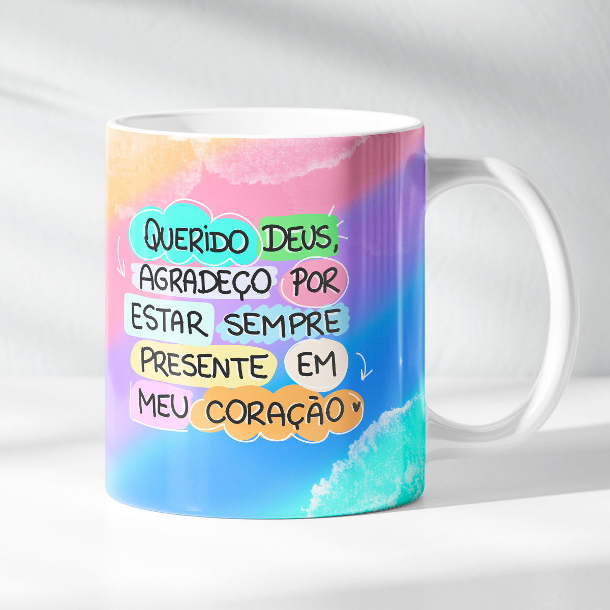 Kit Gratidão que Fortalece | Caneca - Querido Deus agradeço por estar sempre presente + Livreto Nova Criatura