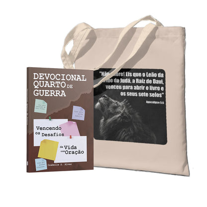 Kit Leão de Judá: - Devocional Quarto de Guerra+ Ecobag - Leão de Judá