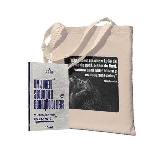 Kit Leão de Judá: Força para os Jovens:  Um Jovem Segundo o Coração de Deus - J.C.+Ecobag - Leão de Judá