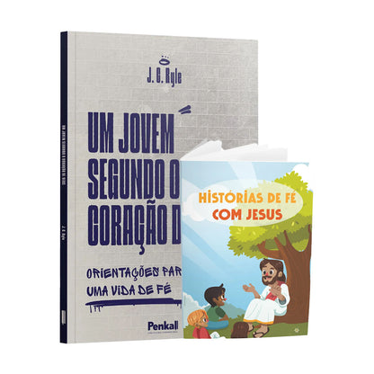 Kit Livro + Livreto - Um Jovem Segundo o Coração de Deus + Livreto Histórias de Fé com Jesus