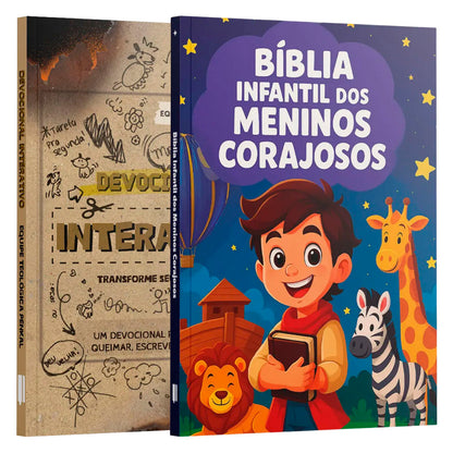 Kit Meninos Corajosos | Devocional Interativo + Bíblia Meninos Corajosos