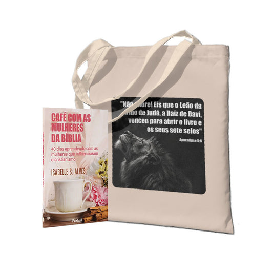 Kit Mulher de Propósito : Café com as Mulheres da Bíblia |+ Ecobag - Leão de Judá