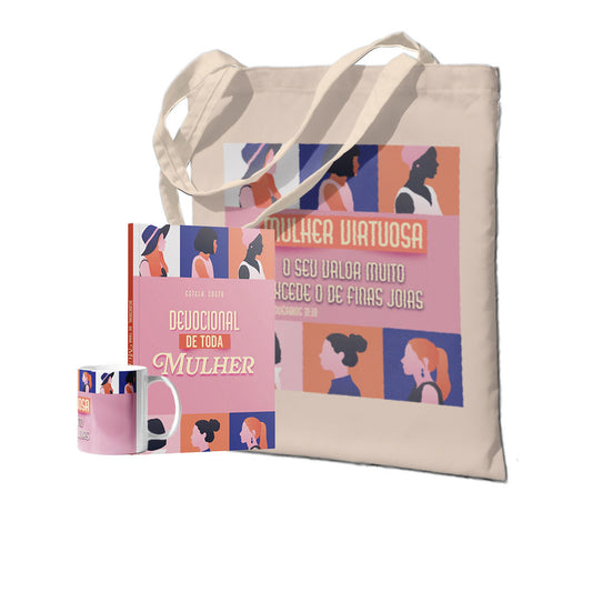 Kit Mulher Virtuosa- Livro + Caneca + Ecobag