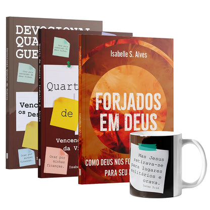 Kit O Poder que Forja Almas - Caneca Quarto de Guerra + Livro e Devocional Quarto de Guerra + Forjados em Deus