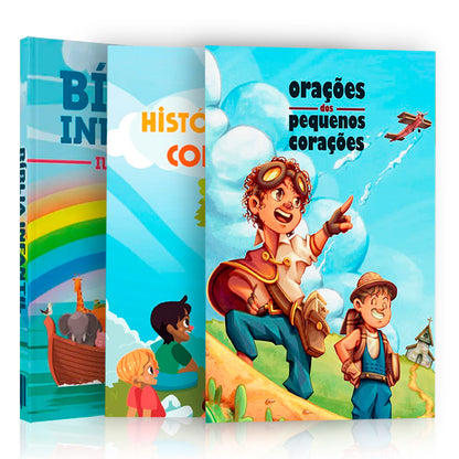 Kit Orações dos pequenos corações  - Bíblia Infantil Bichos na Arca + Livretos Cristões