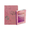 Kit Orando com Mulheres - Orando a Palavra p/ Mulheres + Bíblia ARC Full Color c/ Harpa PU - Prateada Floral Dália Rosa