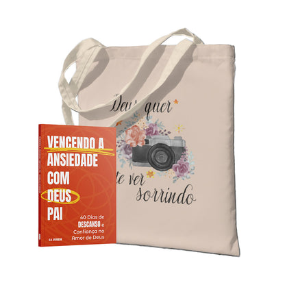 Kit Paz Interior:  Vencendo a Ansiedade com Deus Pai - Charles Spurgeon + Ecobag Deus Quer Te Ver Sorrindo