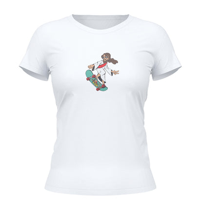 Kit Ecobag + Camiseta Feminina - Jesus e Skate | Branca