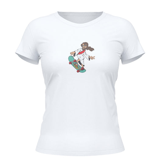 Kit Ecobag + Camiseta Feminina - Jesus e Skate | Branca