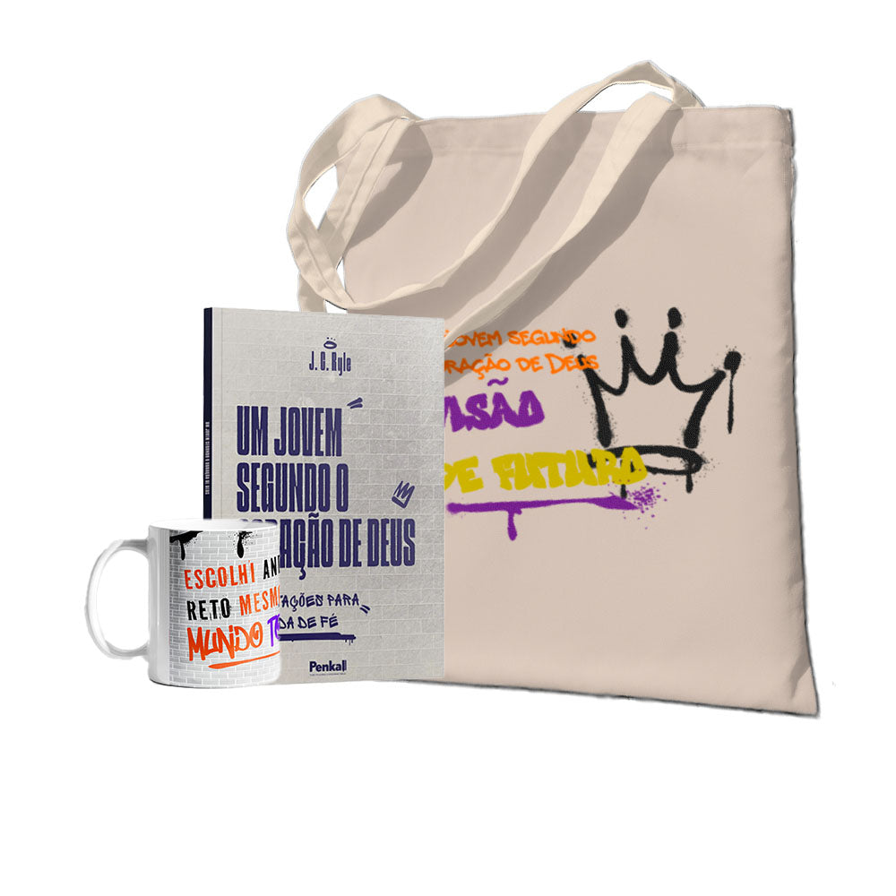 Kit Um Jovem Segundo o Coração de Deus  - Livro + Caneca + Ecobag