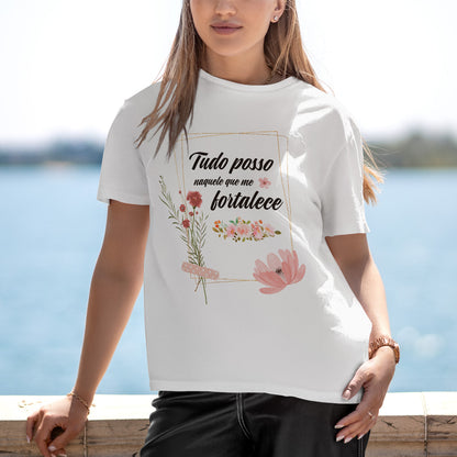 Kit Vestida de Promessas - Orando a Palavra para Mulheres + Camiseta | Baby Look | Tudo Posso | 100% Algodão