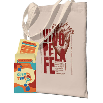 Kit Vivo Pela Fé: Ensine a Bíblia de Forma Divertida Jogo Bíblico | Quem Sou Eu  +  Ecobag - Vivo pela fé
