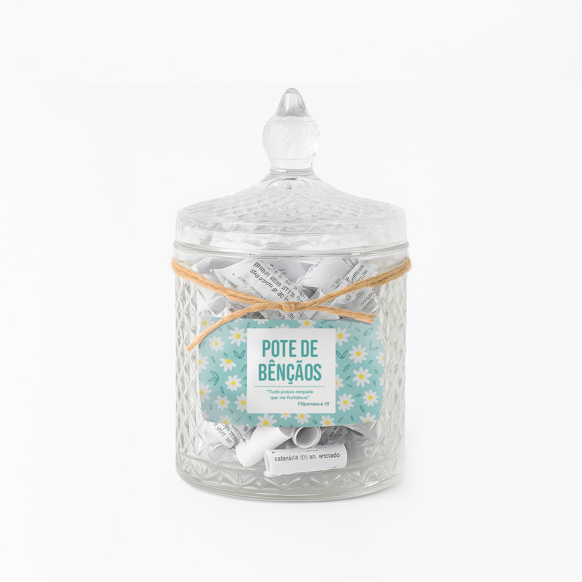 Pote de bençãos - Floral margarida | Escolha seu versículo