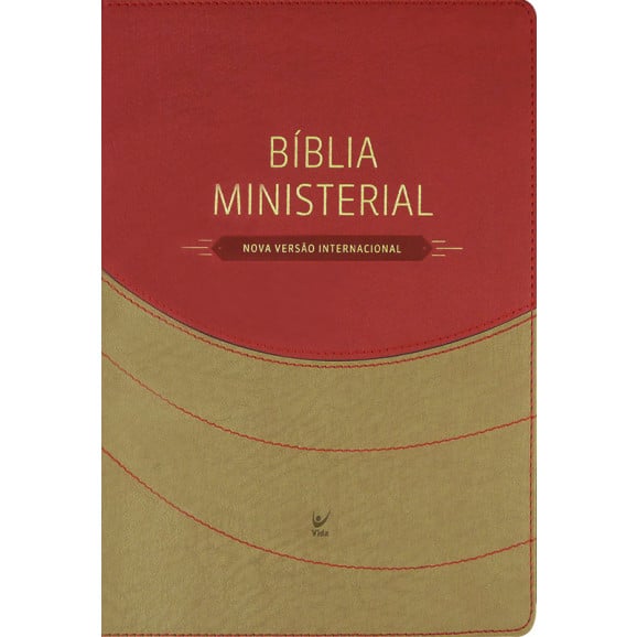 Bíblia de Estudo Ministerial | NVI | Letra Normal | Luxo | Marrom Claro e Vermelho