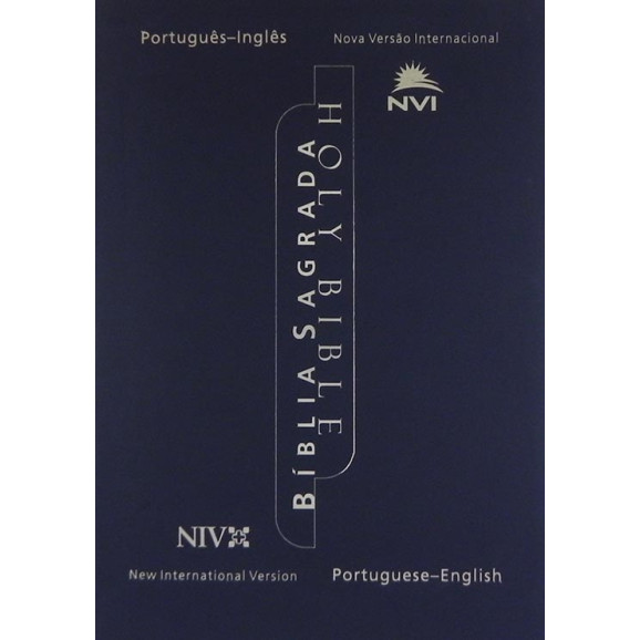 Holy Biblie | Português e Inglês | NVI | Letra Normal | Luxo | Azul Marinho