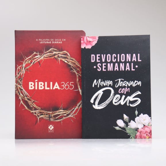 Kit Bíblia 365 NVT Coroa + Devocional Semanal Flores Cruz | Momento Diário