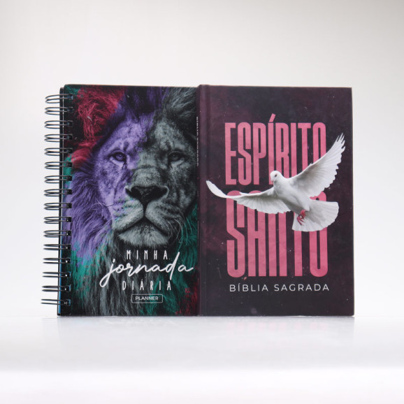 Kit Bíblia ACF Espírito Santo + Planner Masculino Leão De Judá | Gratos Pela Fé 