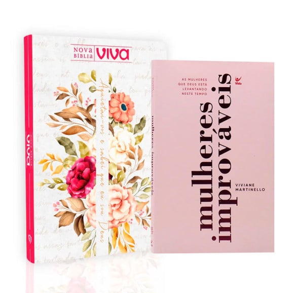 Kit Nova Bíblia Viva Aquietai-vos + Livro Mulheres Improváveis Viviane Martinello | Caminho da Salvação