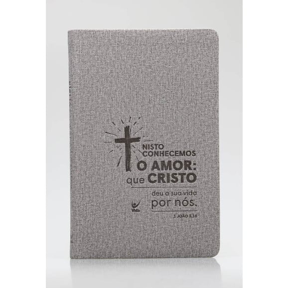Bíblia Sagrada | AEC | Letra Normal | Capa PU | Cinza Cruz