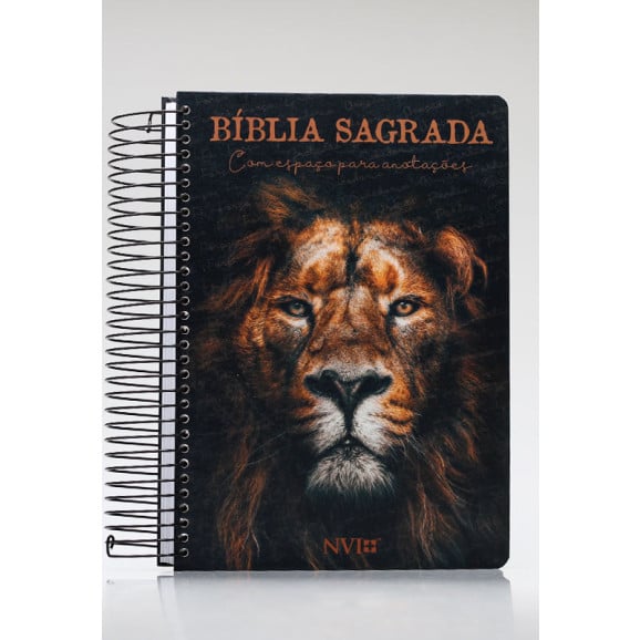 Bíblia Sagrada Anote | NVI | Letra Média | Capa Dura | Espiral | Leão de Judá